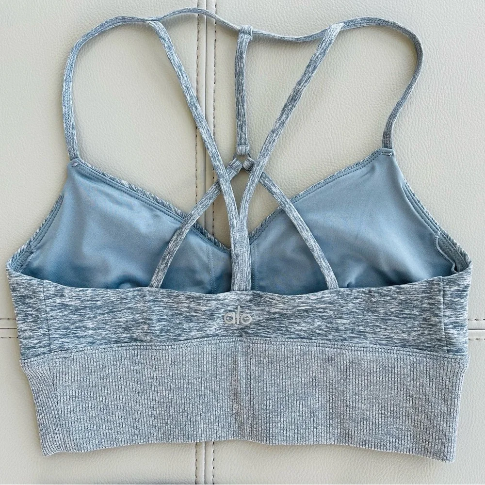 NWOT ALO Yoga Alosoft 2-Piece SET MED Bra Top + XXS Legging in Blue-Gray Heather - Picture 8 of 16